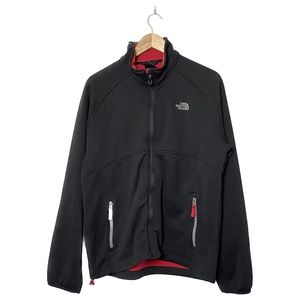 The North Face TKA Stealth L Waffle Knit Fleece Lined Jacket Black Red